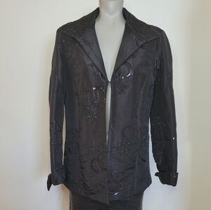 Elegant Black Embroidered Women's Jacket